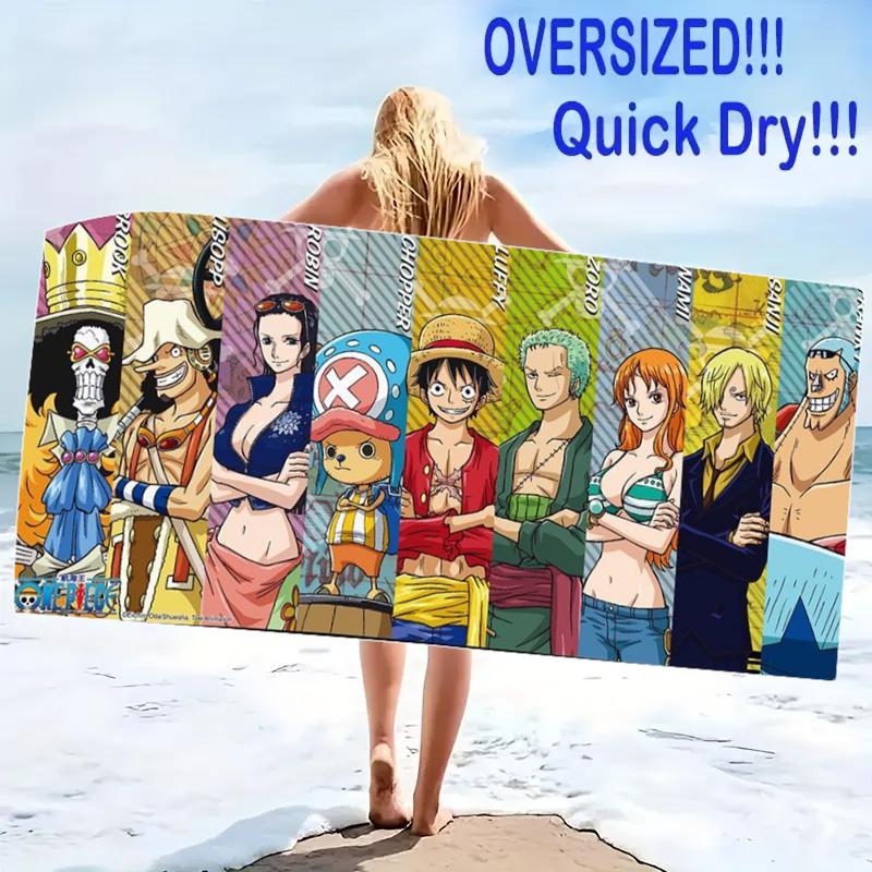 Pirate Anime Print Beach Towel, Large Soft Quick Dry Towel for Beach Camping Swimming