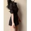 Sommer Slim Fit Raffung Hemdblusenkleid - Sexy, Taillenbetonend, Mittellanges Design für Damen