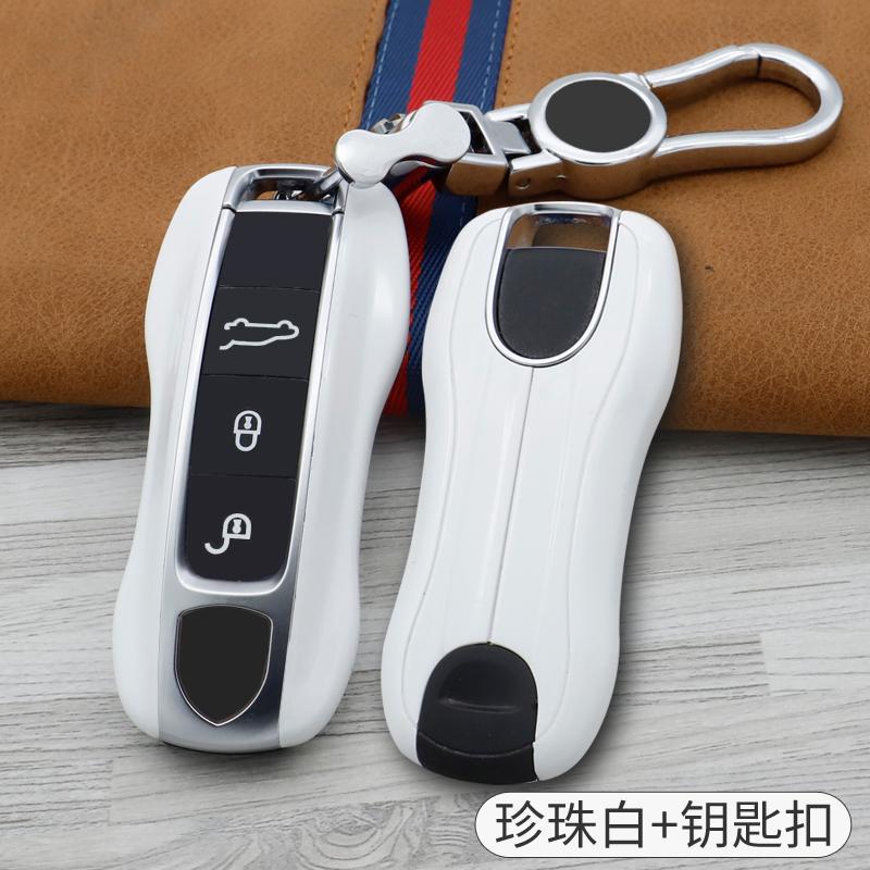 Carbon Fiber Chrome Color For Porsche Cayenne 718 Macan Panamera 911 Boxster Carbon Fiber Pattern Car Key Case Cover Shell Bag