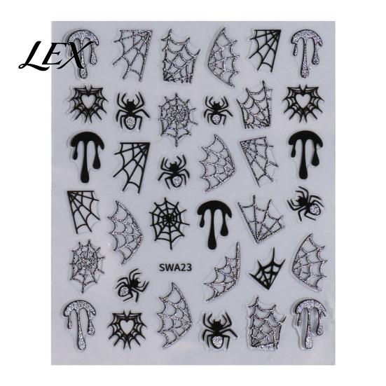 Halloween Nail Art Stickers Stickers, Glitter Gothic Bat Decals, Festive Party Manicure Decals Self-Adhesive Accessories for Women DIY, Holiday C