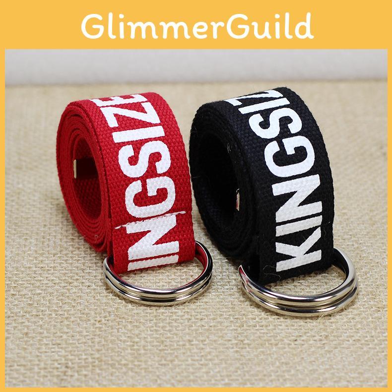 Fashionable Letter Printed Double Buckle Design Women Canvas Belt For Casual Fashion