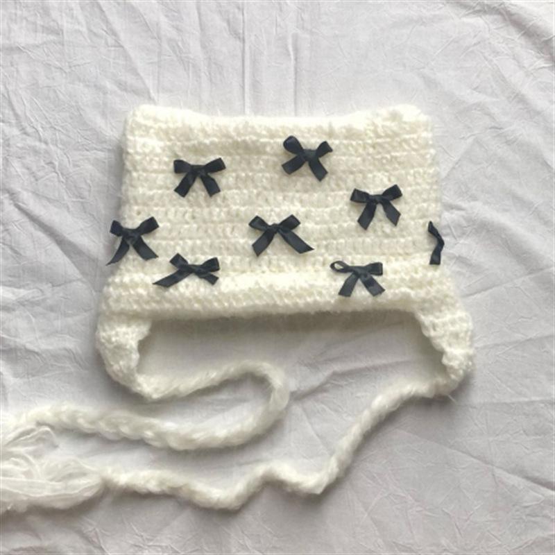 

New handmade crocheted solid color bunny ear hat, personalized and fashionable balaclava Adult 57-59cm