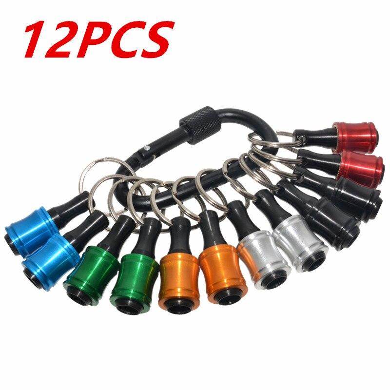 Upgrade, Push To Unlock, 12pcs 1/4 Inch Hex Shank Aluminum Alloy Screwdriver Bits Holder Light-weight Quick-change Extension Bar
