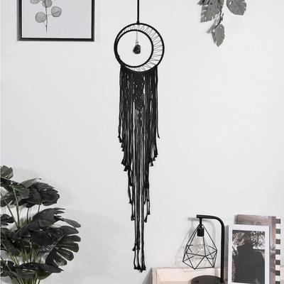 Colgante de Pared Tejido Macramé Boho Luna Estrella Atrapasueños con Borla Larga Algodón Hecho a Mano Bohemio Decoración Hogar Vivero para Habitación Infantil Dormitorio