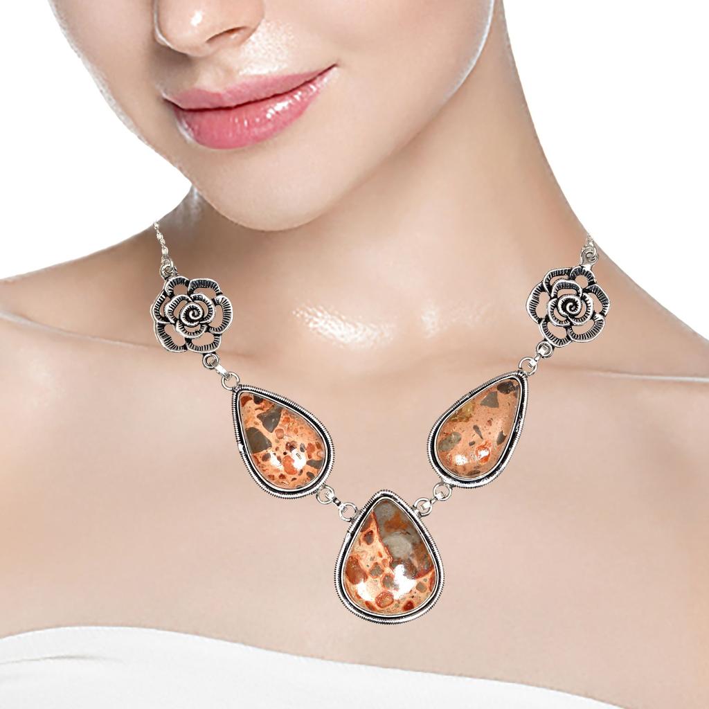 Birds Eye Jasper Gemstone Mother's Day Antique Jewelry Necklace 20 In