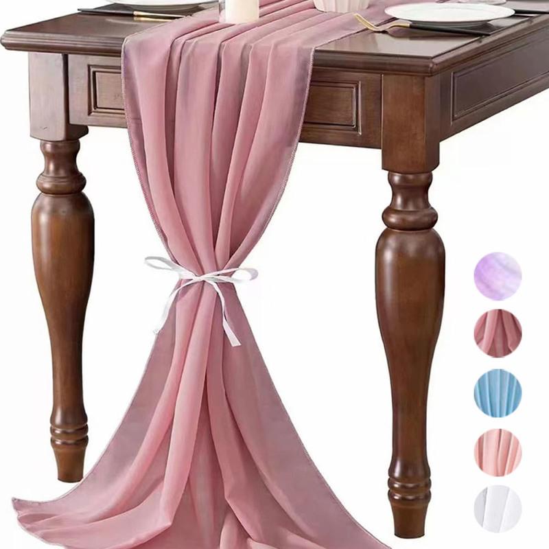 Chiffon Table Runner, Table Decorations Sheer Wedding Table Runner Rustic Romantic Wedding Arch for Bridal Shower Birthday Party 70x300cm