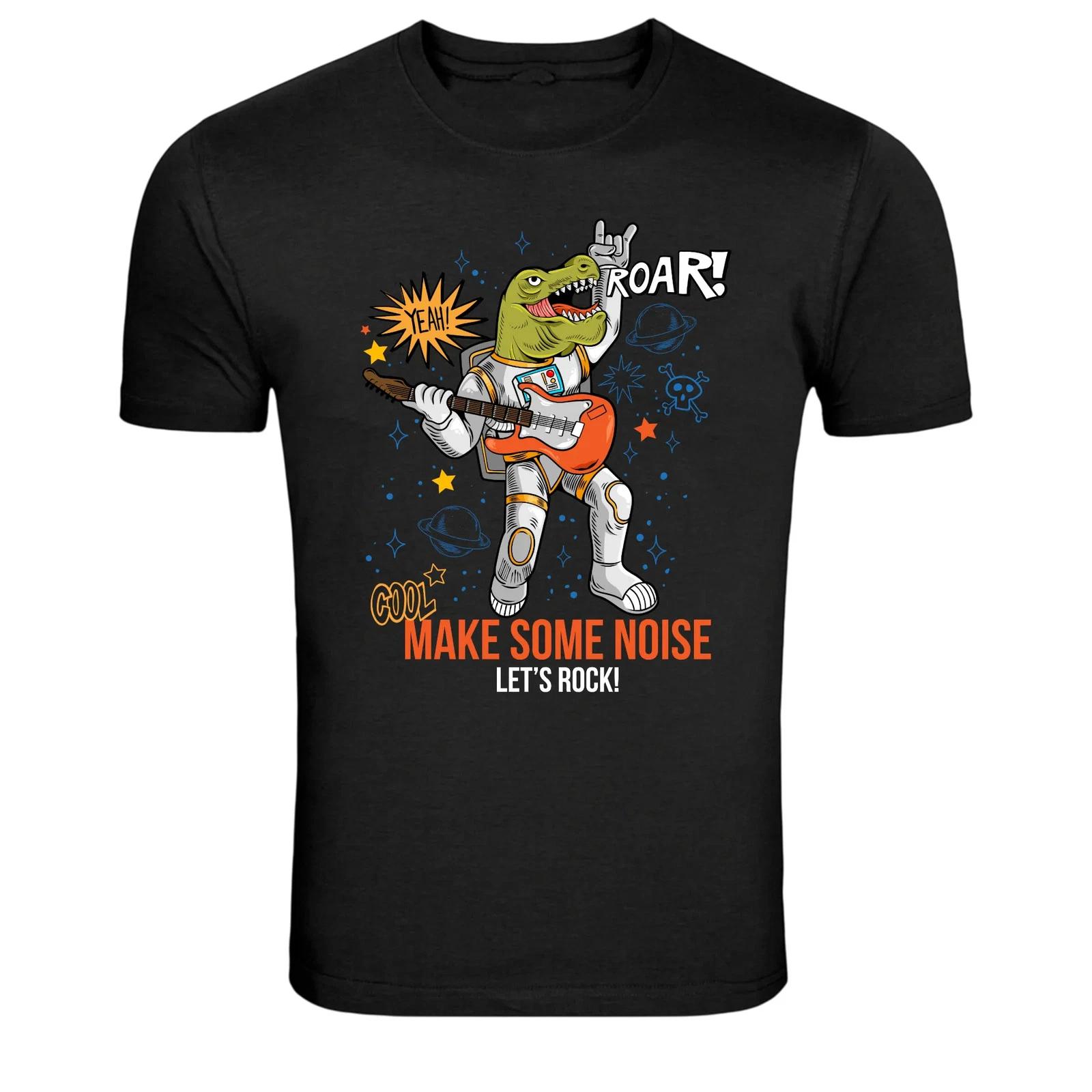 Rockstar Dinosaur Guitar Funny Music Graphic T-Shirt L
