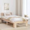 Bed Frame with Headboard Natural Finish 100 X 200 Cm Solid Pine Wood