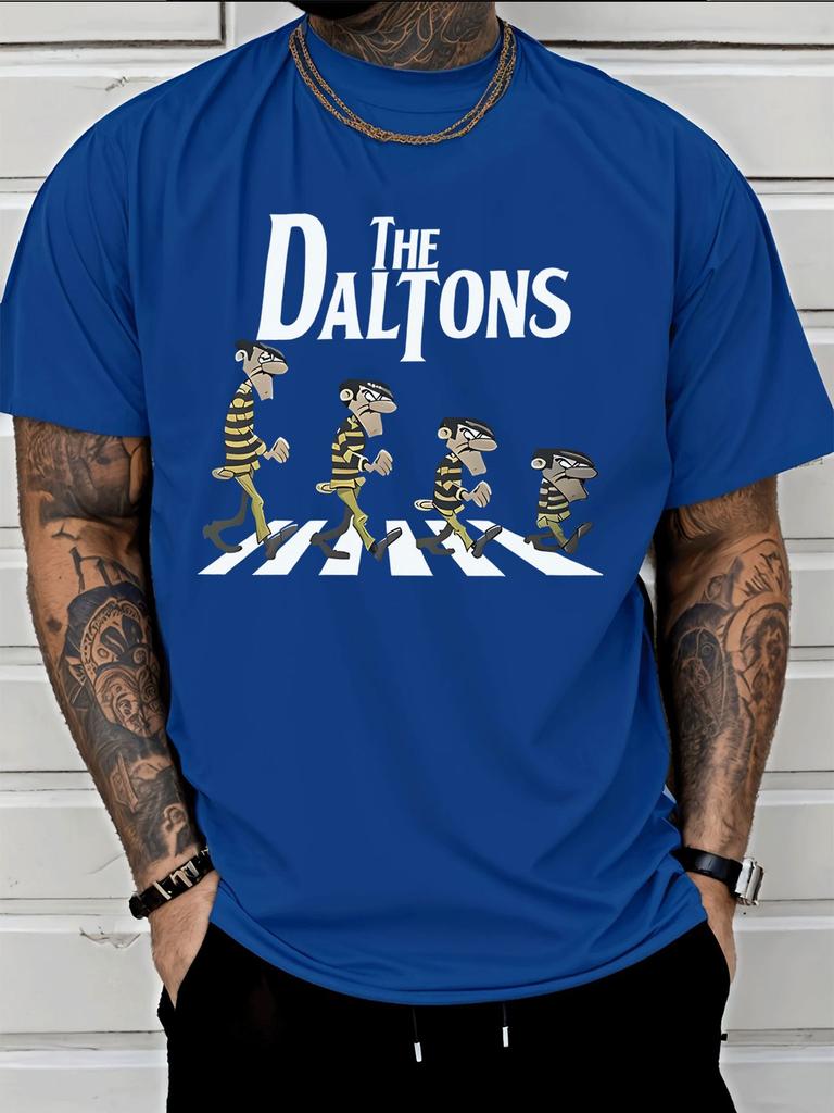 Unisex Crew Neck Tee The Daltons Cartoon Crosswalk Print Short Sleeve Oversized Male Daily Casual Soft Breathable Basic Wear Tee
