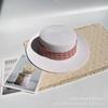 Small fresh letter webbing flat top straw hat female summer seaside photo shoot sun protection shade sand sun hat male
