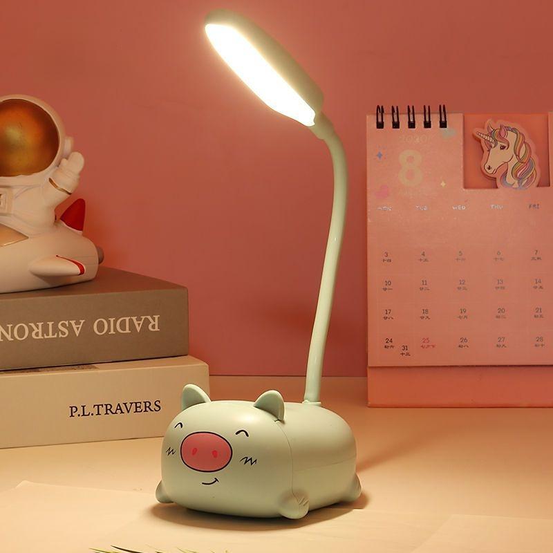 Mini Cartoon LED Desk Lamp Eye Protection Study Cute Desk Lamp Student Dormitory Bedside Lamp Rechargeable or Plug-in Night Light