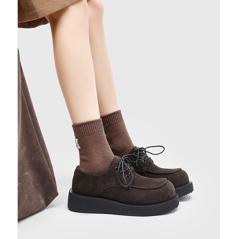 2026 Mode Damen Derby Schuhe Dicke Sohle Rutschfest Britischer Stil Damen Marken Partyschuhe