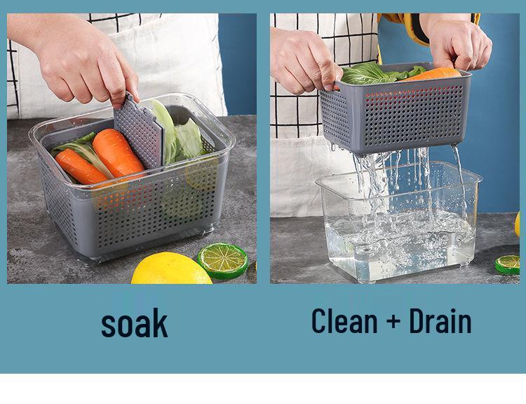 Large Capacity Double-Layer Transparent Food-Grade Sealable Fresh-Keeping Refrigerator Box