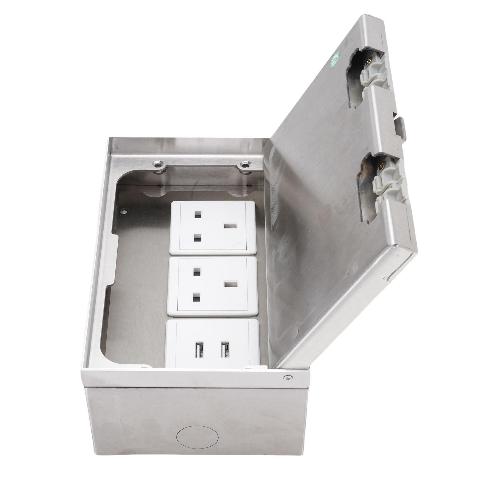 

Recessed Floor Outlet 4000W 13A 2 Sockets 2 USB Ports Stainless Steel PC Floor Socket Box for Office School Hotel