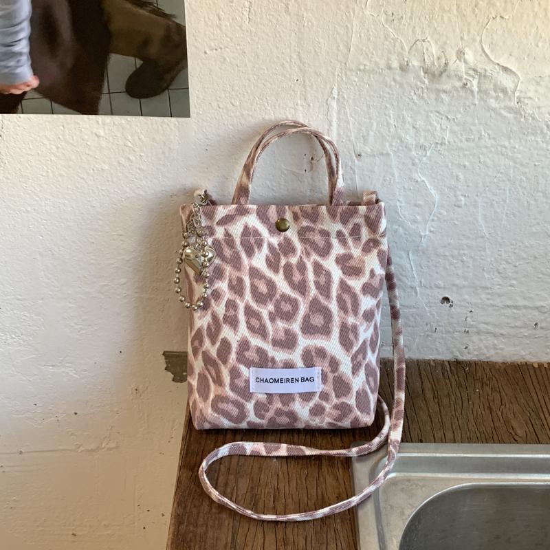Trendy Autumn Winter Brown Leopard Print Small Buet Bag Women's New 2026 Handheld Crossbody Phone Bag Soft Canvas Daily Use