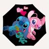 Stitch, Liebe Automatisches Öffnungs- und Schließschirm - 8 Rippen Tragbarer Faltregenschirm mit Kunststoffgriff, Geeignet für Freizeit und Halloween