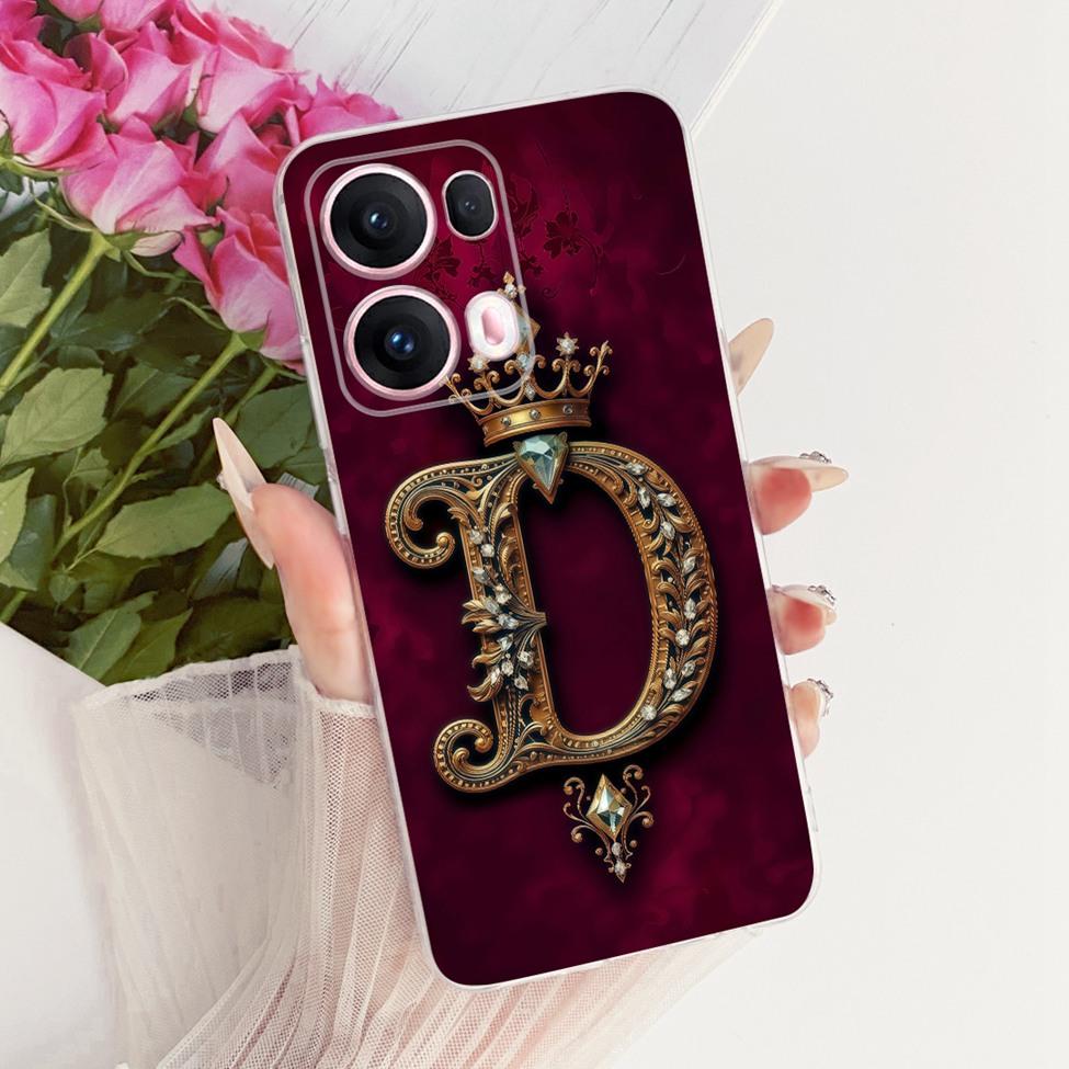 Transparent For Oppo Reno 13Pro CPH2697 PKK110 Cover For Oppo Reno 13 Pro Case Luxury Crown A-Z Letters 2D Flat Pattern