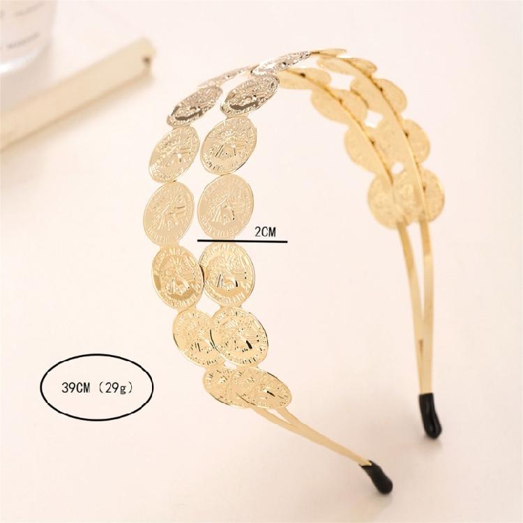 Złota opaska na włosy do tańca brzucha z metalowymi ozdobami dla kobiet na występy sceniczne, tematyczne imprezy, festiwale, dekoracje