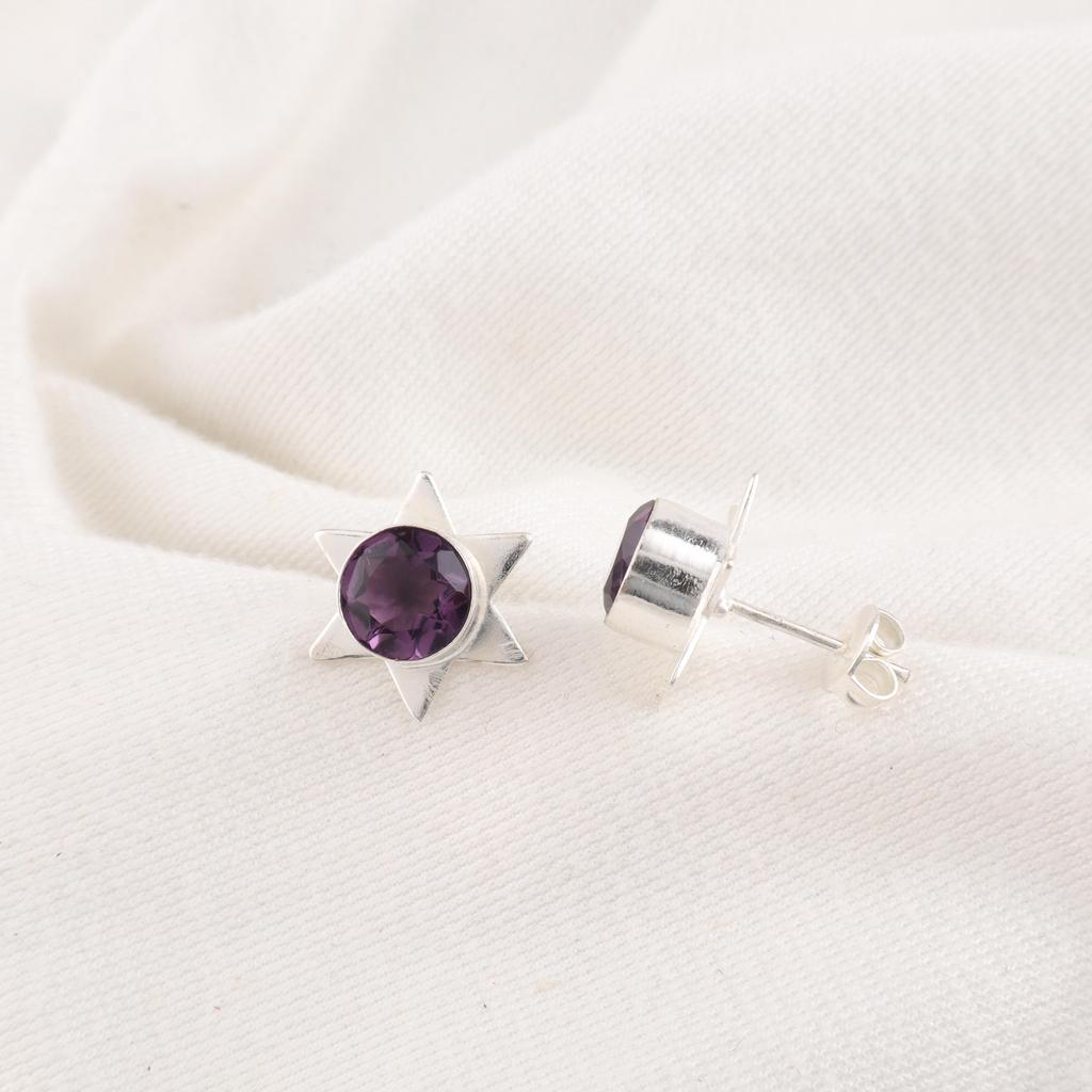 Amethyst Earrings Gemstone Jewelry, 925 Solid Sterling Silver Earrings, Gift For Women Handmade Earrings For Anniversary Gift