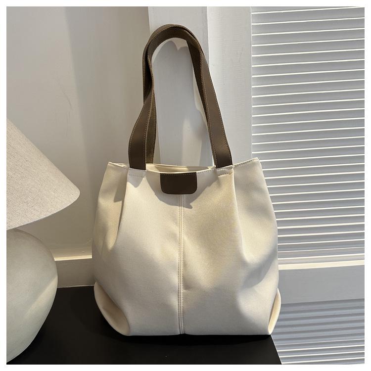 

Женская холщовая сумка-тоут большой вместимости - Стильная, универсальная сумка через плечо для студенток белый