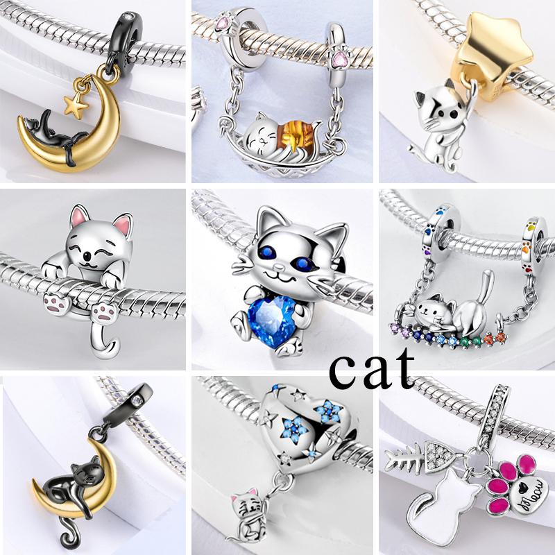 Charms Pendentifs Perles Argent 925 Chien Chat Luciiole Papillon Libellule Charme Pour Femmes Fabrication de Bijoux Accessoires de Mode