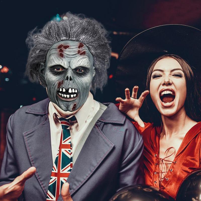 Zombie Face Cover Horror Headgear Toys Latex Halloween Scary Masque Creepy Face Cover Cosplay Costume for Party Props
