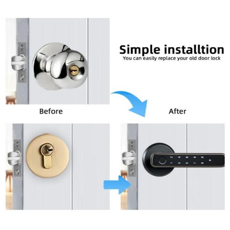 Tuya Digital Fingerprint Door Lock 5-in-1 Smart Door Handle Lock Bedroom APP Remote Unlock Electronic Lock