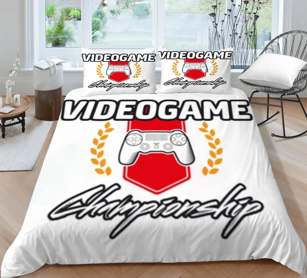 Ensemble Housse de Couette Imprimée Jeu Manette de Jeu Vidéo Ensemble de Literie pour Enfants Adolescents Garçons Chambre Housse de Couette avec Taie d'Oreiller