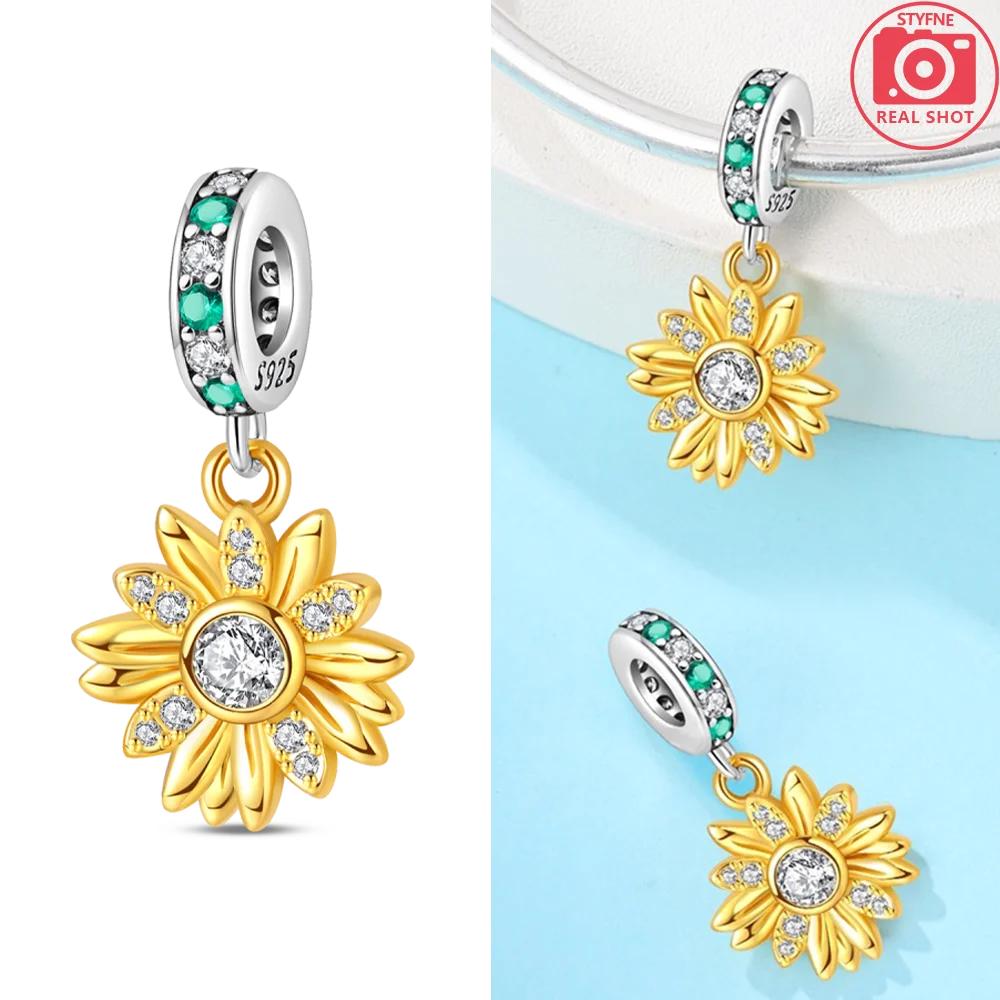 Original Copper Sun Leopard Gold Diy Charms Beads Inlaid Zircon Pendants Fit Bracelet Diy Jewelry Women Gift