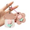 2Pcs Elegant Tulip Key Holder Faux Leather House Shape Keychain
