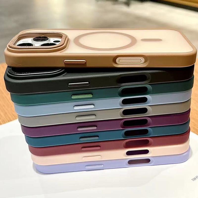 Magnetic Semi-Transparent Matte Phone Case for iPhone 16 Pro Max/15/14 Pro/13/12/11