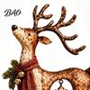 Retro Style Xmas Mantel Accents Rustic Christmas Reindeer Figurine, Resin Statue with Hanging Snowflake, Red Handcrafted Ornaments Scarf And