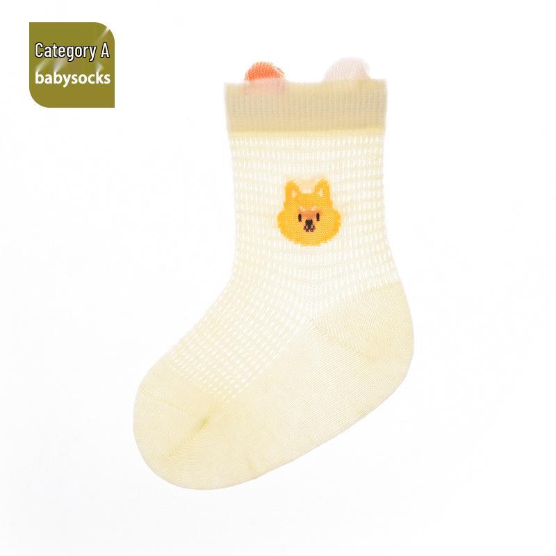Summer Baby Girl Cartoon Mesh Socks - Breathable Combed Cotton, Seamless and Non-binding