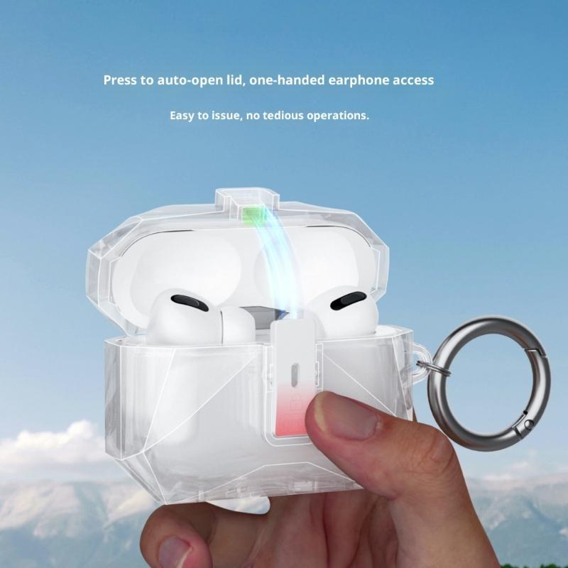 Clear Protective Case For Pods Pro3 Secure Lock Design Includes Keychain Set Easy Cleaning