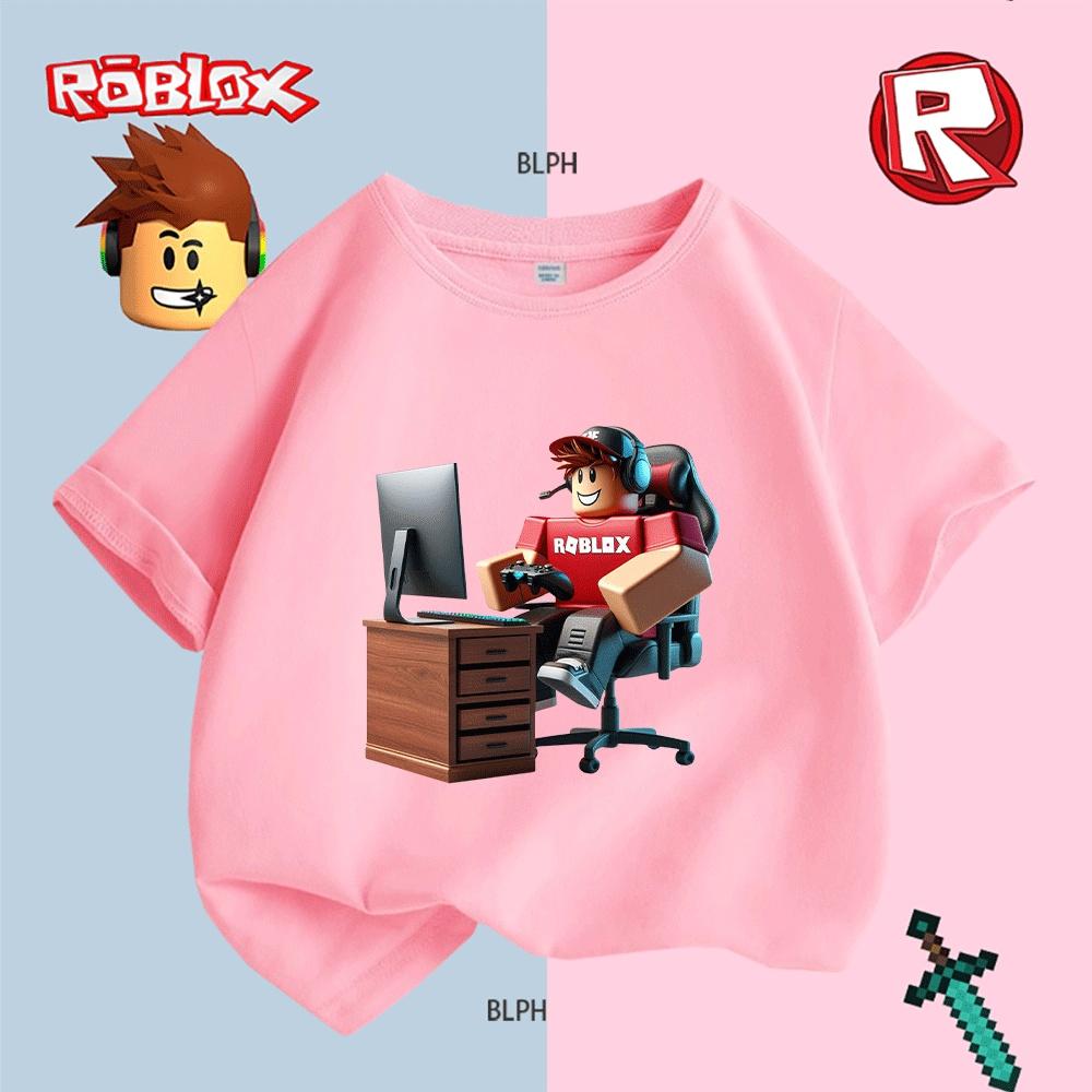Adorable Roblox Character Print Kids T-Shirt, Comfortable and Stylish Gaming-Inspired Tee for Young Gamers