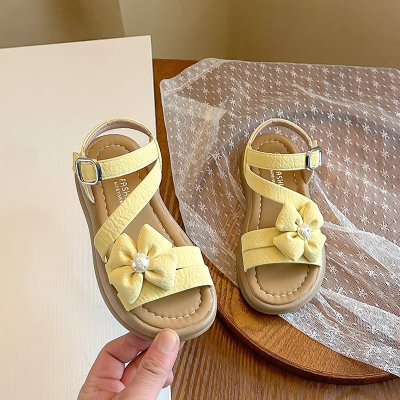 Girls Cute Flower Rhinestone Sandals206New Spring and Summer Open-Toe Beach Shoes for Little Girls and Older Children 26Inner Length16.6cm жёлтый