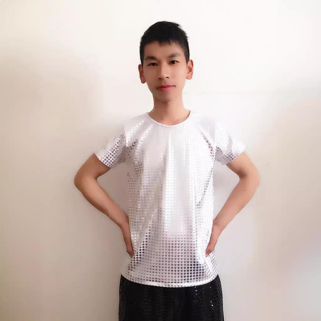 Unisex Sequin Stretch Performance Jazz Dance T-Shirt