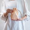 inBlooom Inkaraku Drawstring Bag, Women's Fabric Pouch, Small Storage Pouch for Small Items, with Gusset (Retro Window Glass, Apricot Blue)