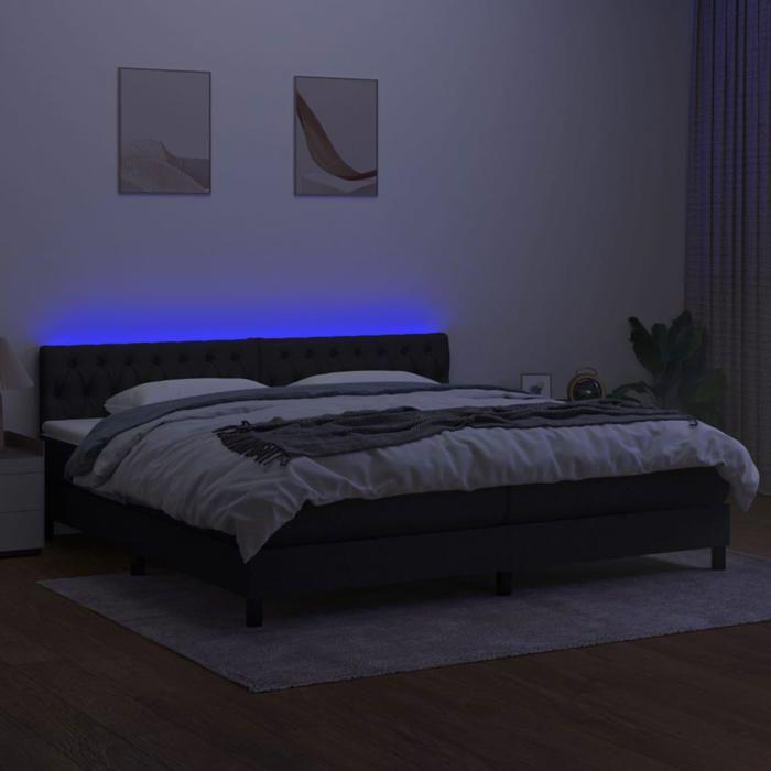Maison Exclusive - Sommier à lattes de lit et matelas et LED Noir 200x200 cm Tissu