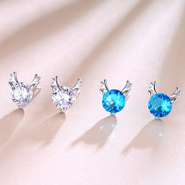 Antler Stud Earrings: S925 Sterling Silver, Sweet Mori Style, Korean Minimalist, Perfect for Christmas.