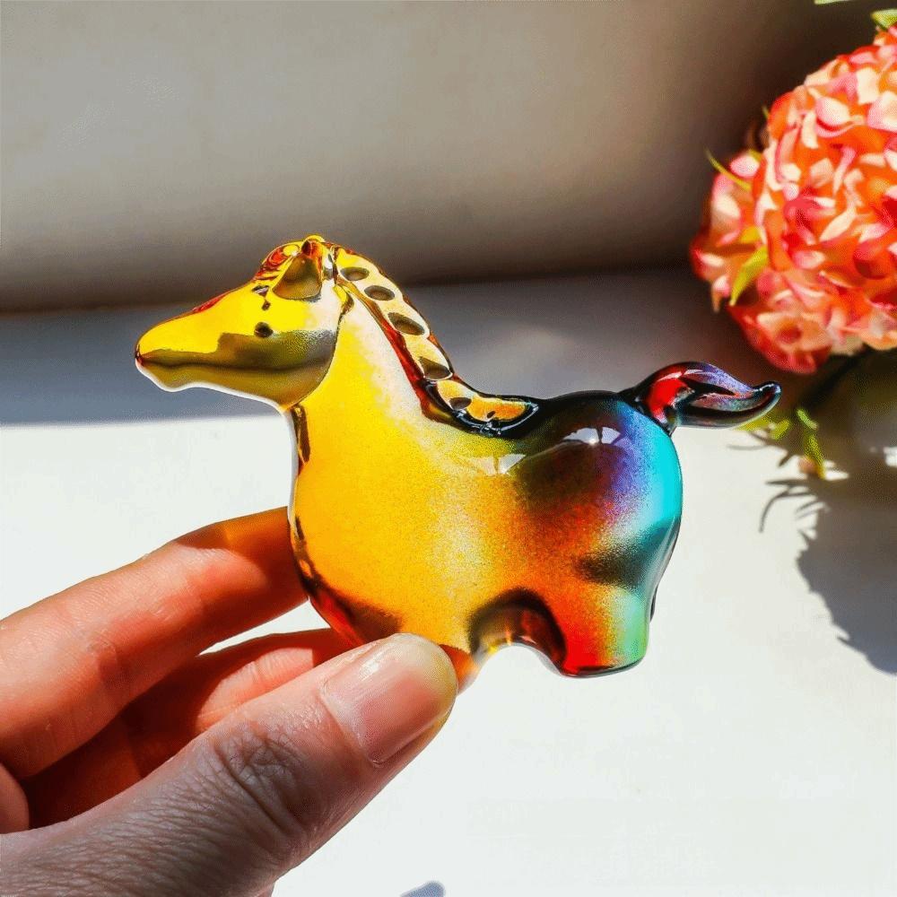 Sturdy Crystal Horse Statue Colorful Decorative Horse Shape Crystal Artwork  Tabletop