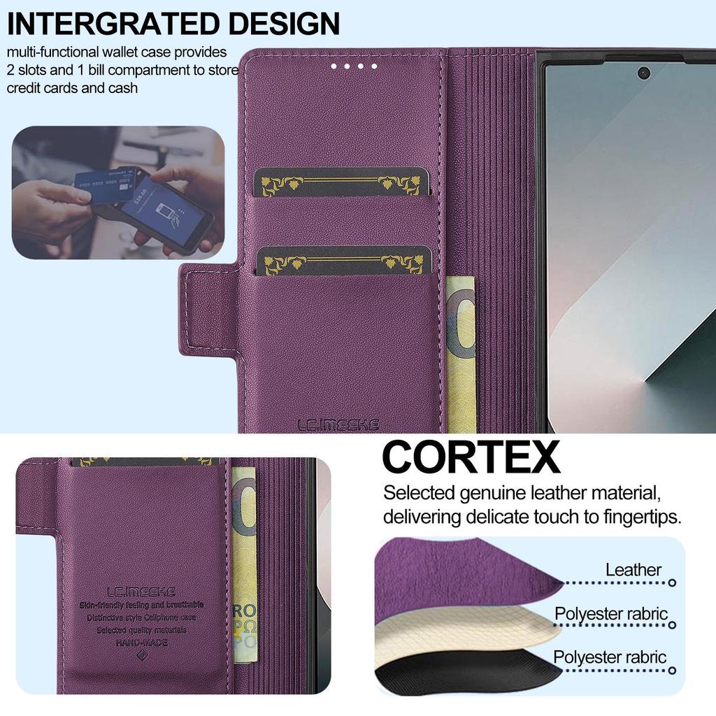 Compatible Galaxy Z Fold7/6/5/4 Leather Wallet Phone Case