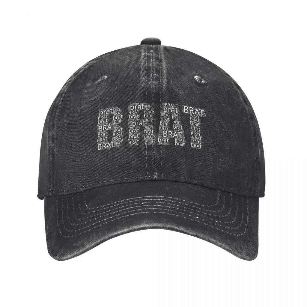BRAT BRAT BRAT (in White) Baseball Cap Western Hat Luxury Cap Golf Hat Unisex Dropshipping Unisex Womens