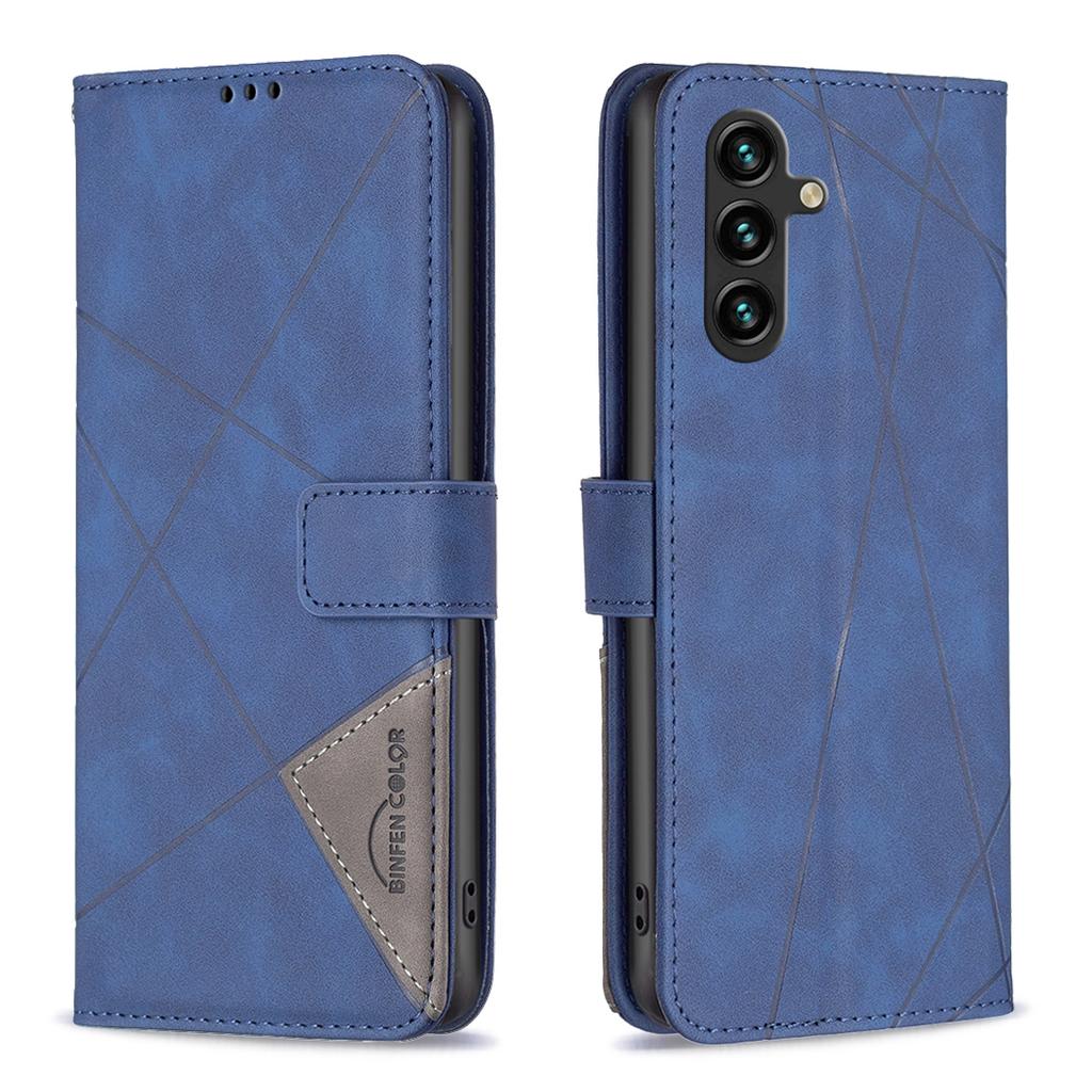 For Samsung Galaxy S25 FE Phone Case BINFEN COLOR Wallet Stand Geometry Imprinted Leather Cover