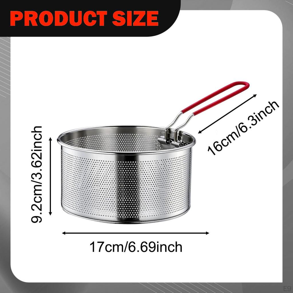 Deep Fryer Basket Food Dumpling Strainer Multipurpose with Handle Noodle for Draining