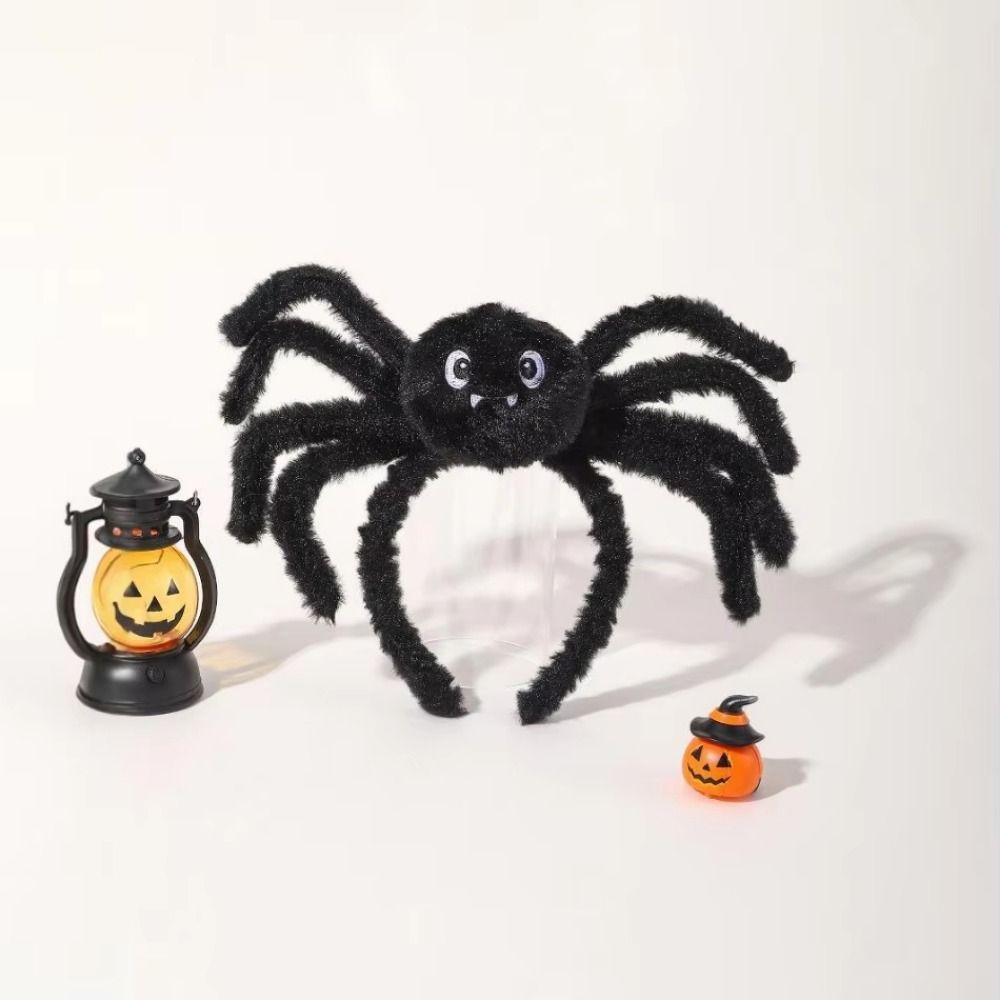 Plush 3D Spider Headband Cute Flexible Spider Headband Fashion Halloween Hair Hoop Hair Decoration