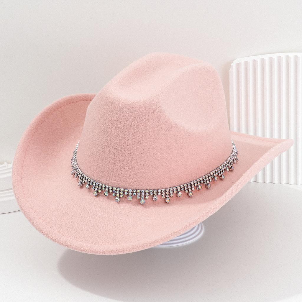 New Western Cowboy Hat Top Hat Water Drop Jewel Rhinestone Belt Bridesmaid Hat Jazz Hat Hat