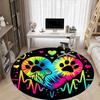 1pc PawPrints Heartbeats Office Round Area Rug, Indoor Mat Suitable For Office, Under Office Chairs Bedroom Living Room Home Decor, Room Deco