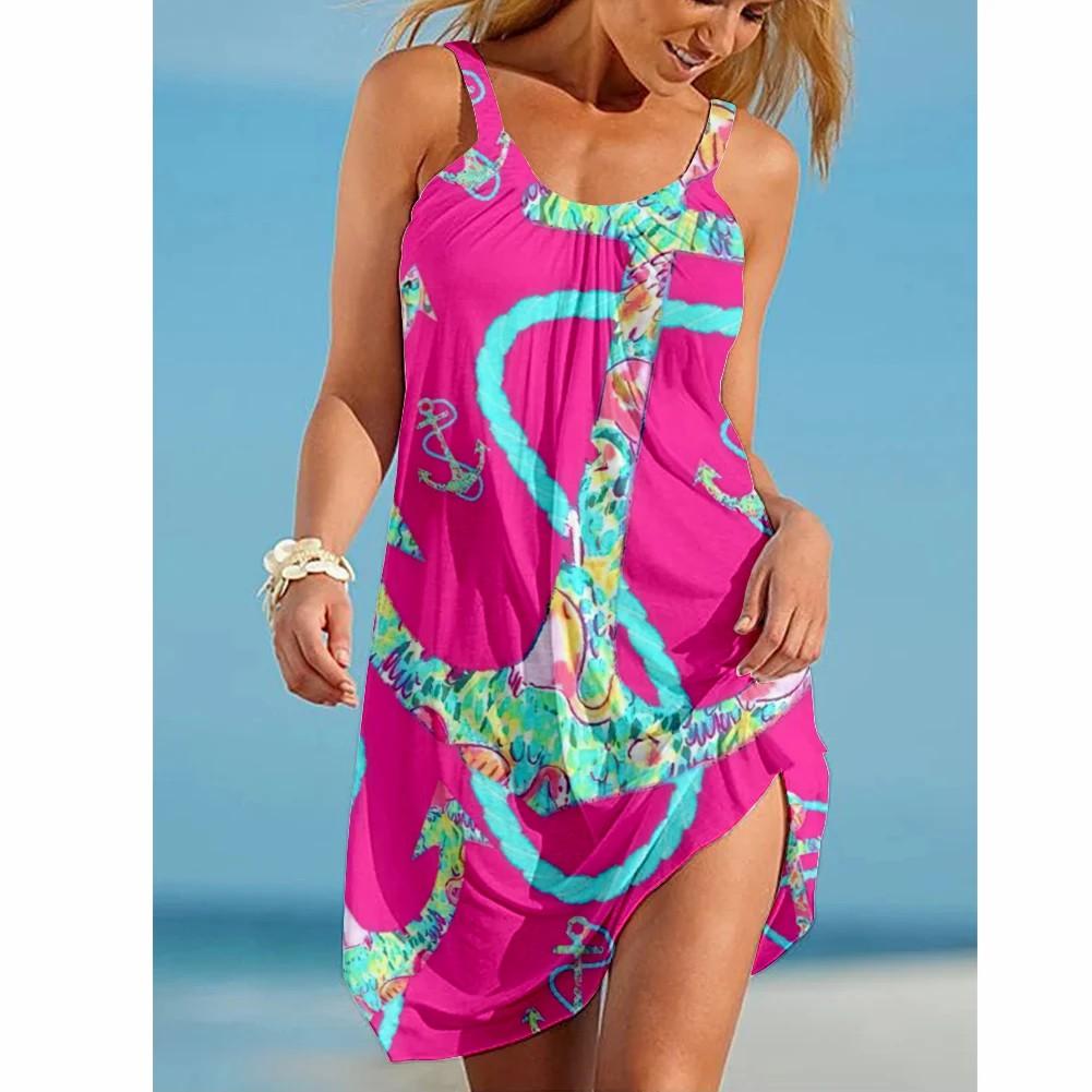 

Женское летнее платье без рукавов с футболкой-камисолью, юбка в стиле 3D Color Blend, свободное, повседневное и сексуальное XL