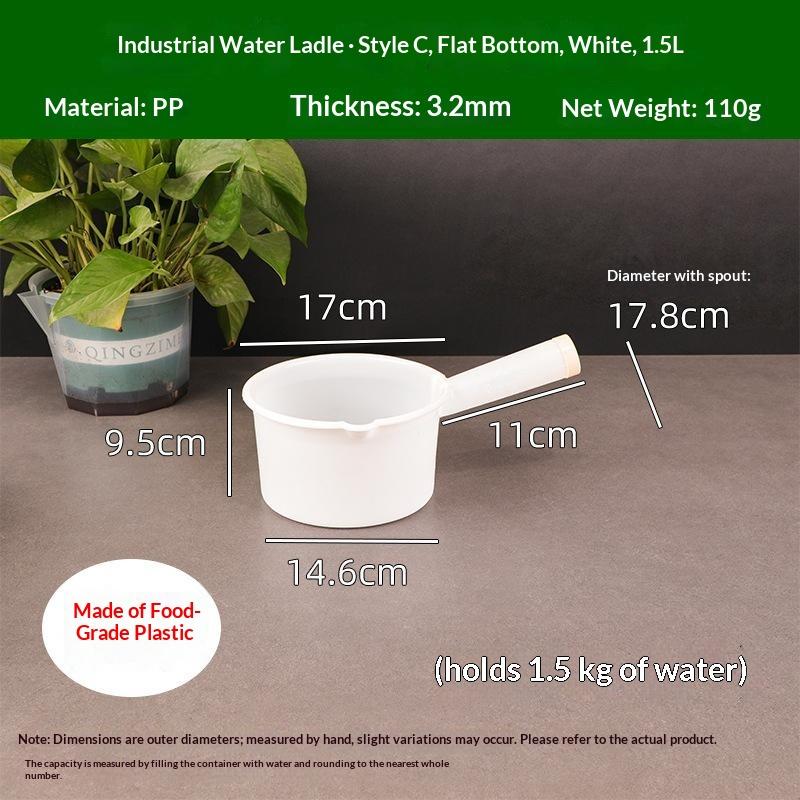 Kitchen Water Scoop Long Handle Plastic Ladle Bath Scoop Household Water Ladle Soup Dipper Garden Use White Serving Spoons